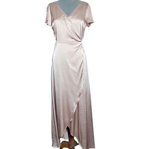 Baltic Born Krystal Satin Wrap Gown Size Medium